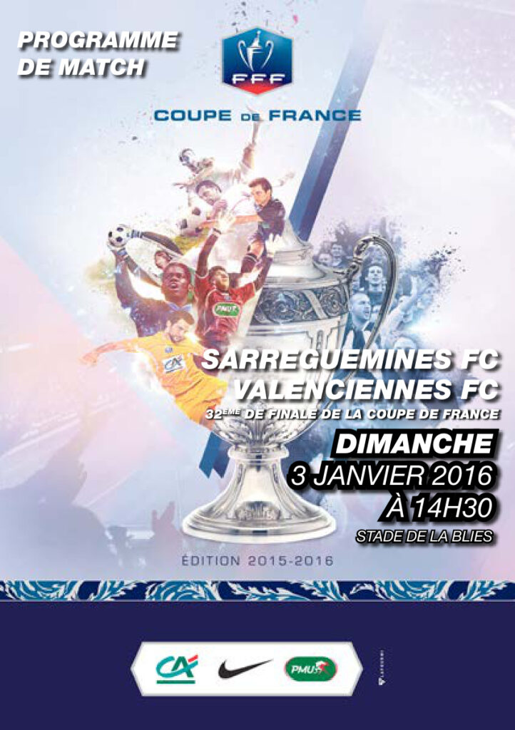 Couverture du programme Sarreguemines FC – Valenciennes FC, 3 janvier 2016