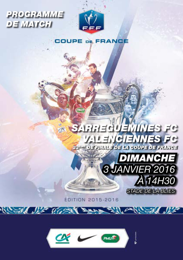 Couverture du programme Sarreguemines FC – Valenciennes FC, 3 janvier 2016